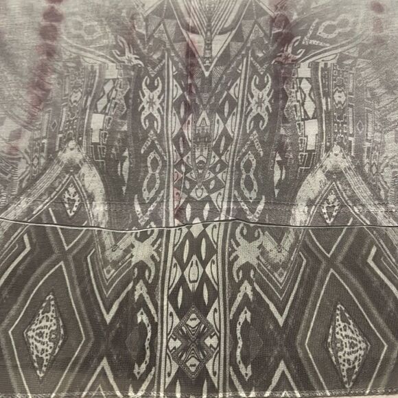 Essentials by Milano szS short sleeve pink grey rhinestones sheer hem tunic EUC - Picture 10 of 10